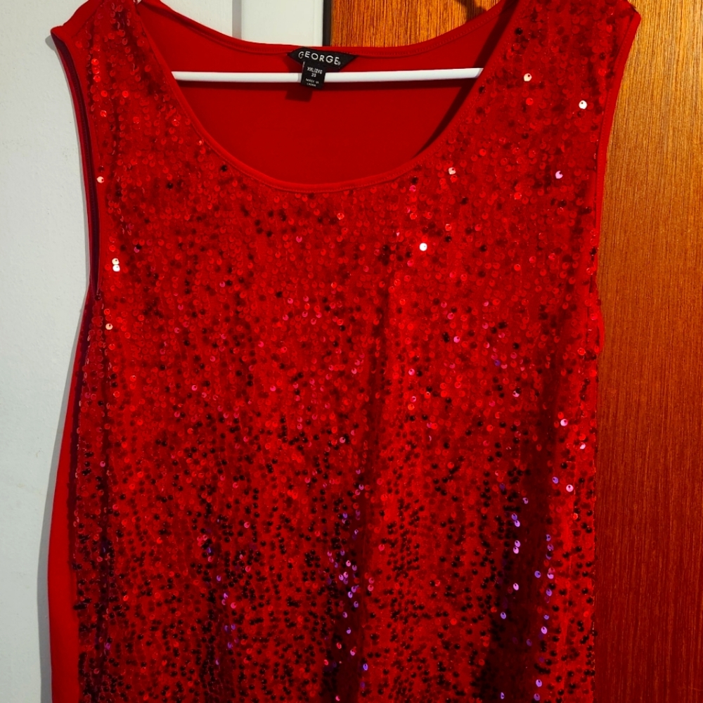 Sequined Red tank style blouse